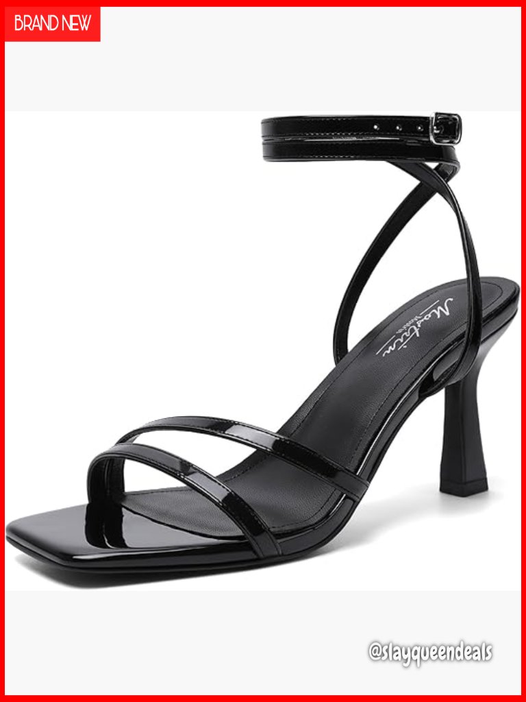 Strappy Stiletto Heels Square Open Toe Lace Up High Heel Sandals